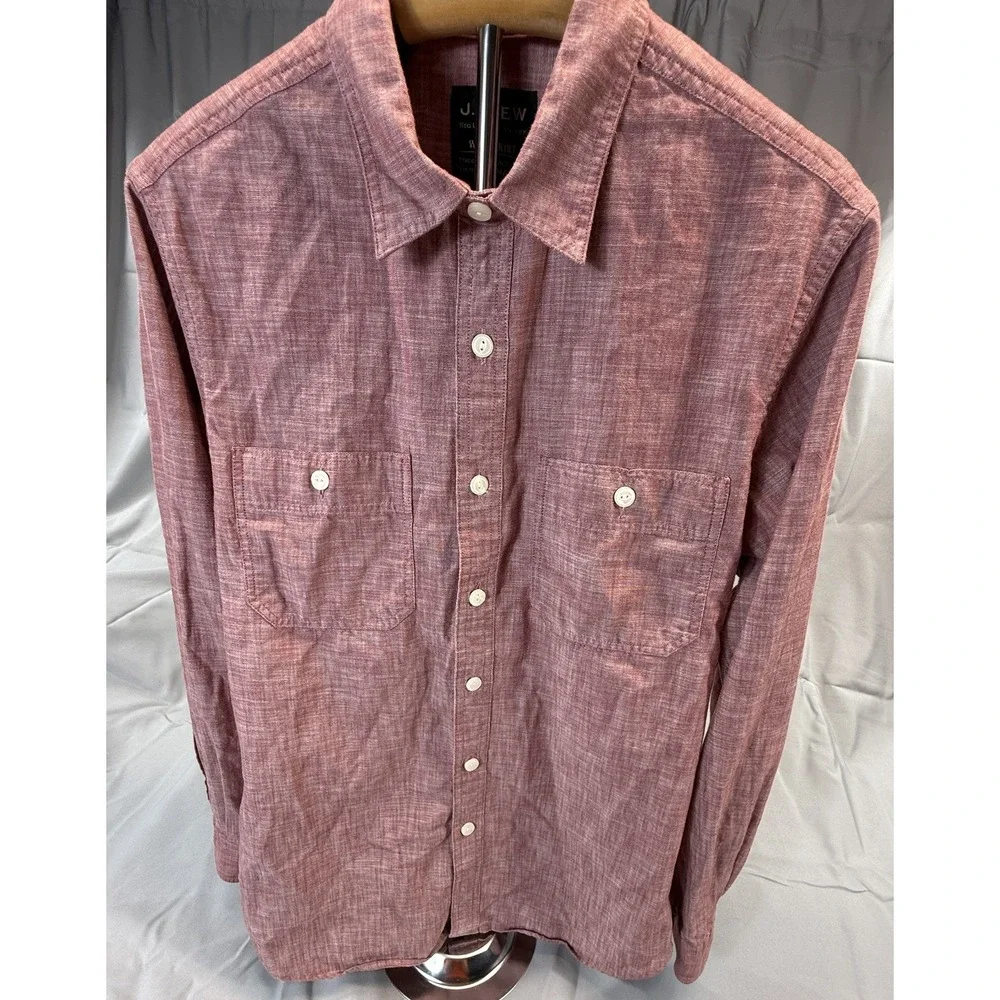 J Crew Workshirt Shirt Mens Small Red Long‎ Sleeve Button Front Casual Classic